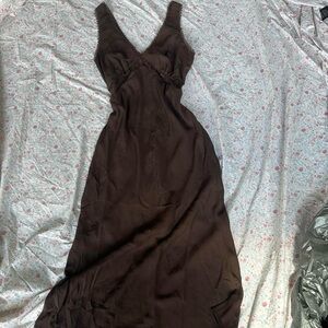 Brand new brown maxi dress with ties💕